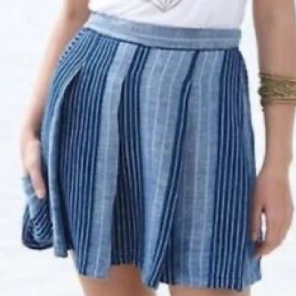 Ace & Jig Skirt Boro Sea Lined Linen Pleat Striped Mini Skirt Size XS‎